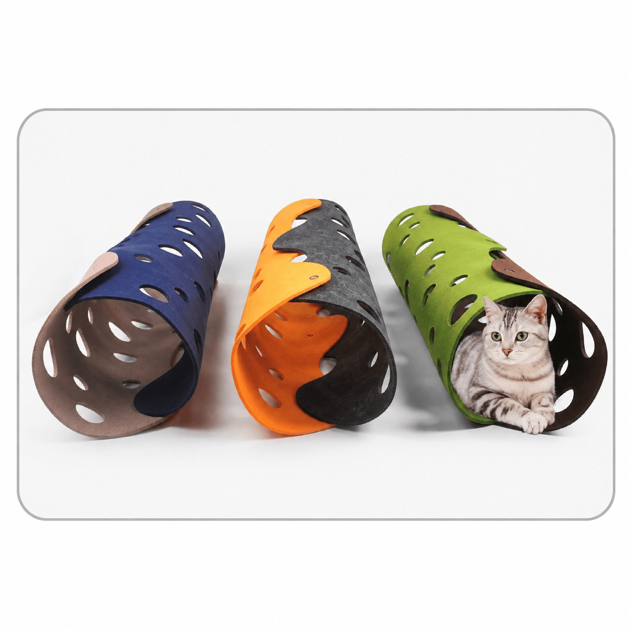 Collapsible Felt Cat Tunnel with Pom Toys