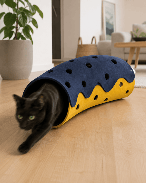 Collapsible Felt Cat Tunnel with Pom Toys